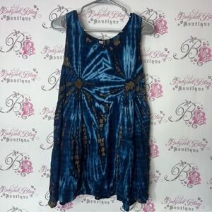 Dress blue and Brown Tie-Dye Sleeveless Dress